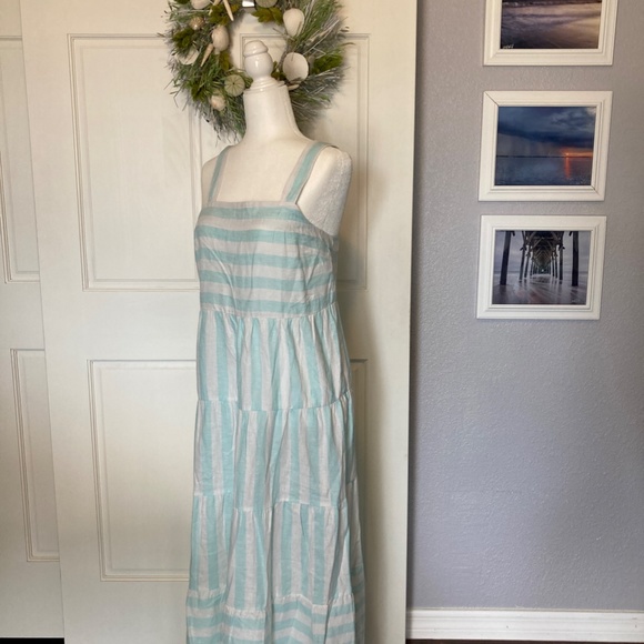 Casa Cabana Linen Blend Coastal striped Sundress New With Tags - Picture 5 of 12